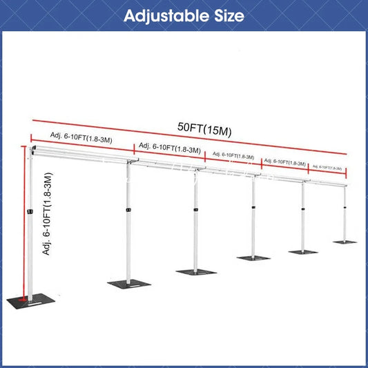 Lofaris Heavy Duty Double Crossbar 50x10ft Adjustable Pipe And Drape Stand
