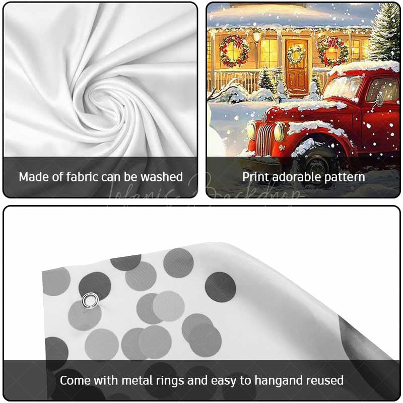 Lofaris Heavy Snowy Snowman Red Truck Garage Door Banner