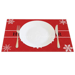 Lofaris Hello Winter Set of 4 Placemats Red with White Snowflakes Modern Holiday Table Mats Decor