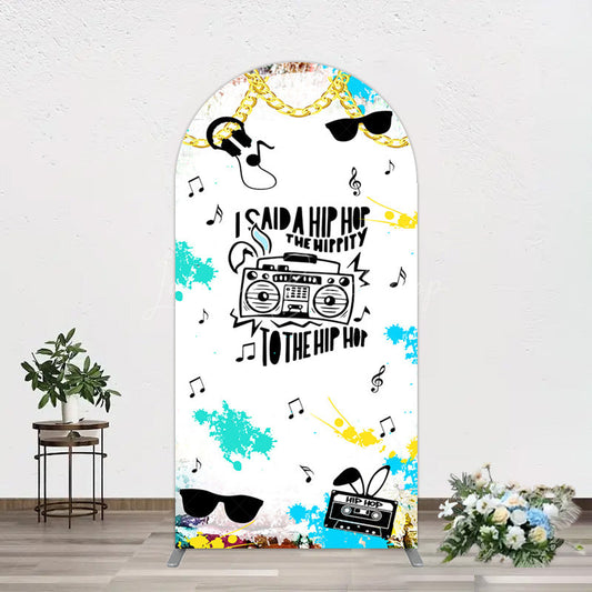 Lofaris Hip Hop Sunglasses Note Gold Necklace Arch Backdrop