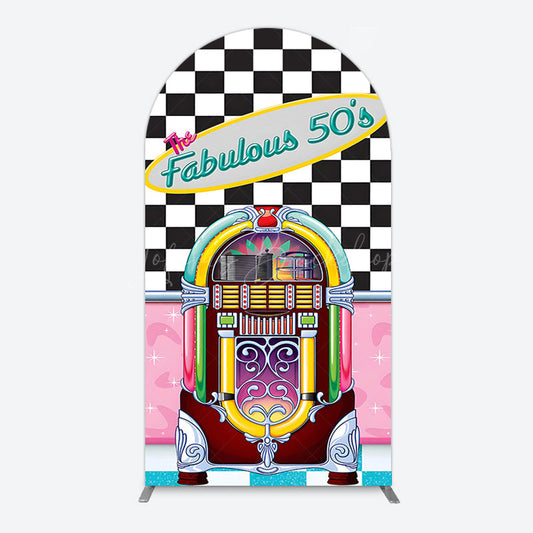 Lofaris Hiphop Plaid Fabulous 50s Dance Party Arch Backdrop