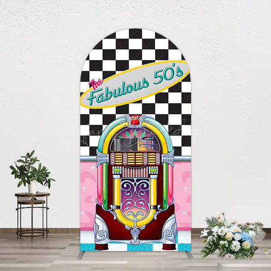 Lofaris Hiphop Plaid Fabulous 50s Dance Party Arch Backdrop