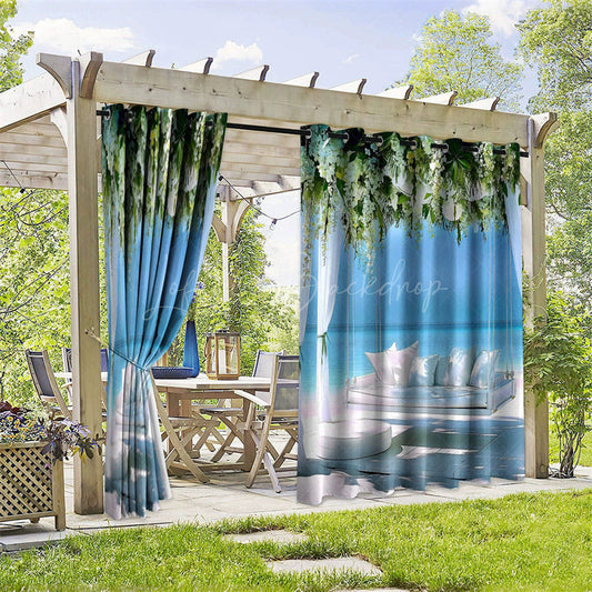 Lofaris Holiday Villa Waterproof Printed Outdoor Curtains