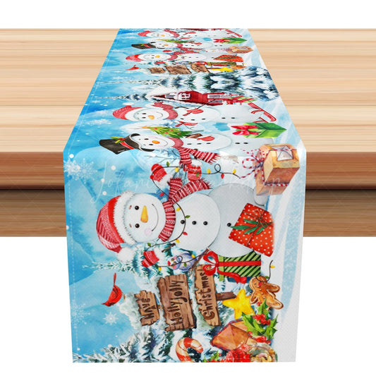 Lofaris Hollyjolly Christmas Town Snowman Gifts Table Runner