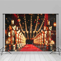 Lofaris Hollywood Awards Night Photography Backdrop Red Carpet Golden Statues Event Background VIP Movie Star Party Prop
