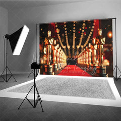 Lofaris Hollywood Awards Night Photography Backdrop Red Carpet Golden Statues Event Background VIP Movie Star Party Prop