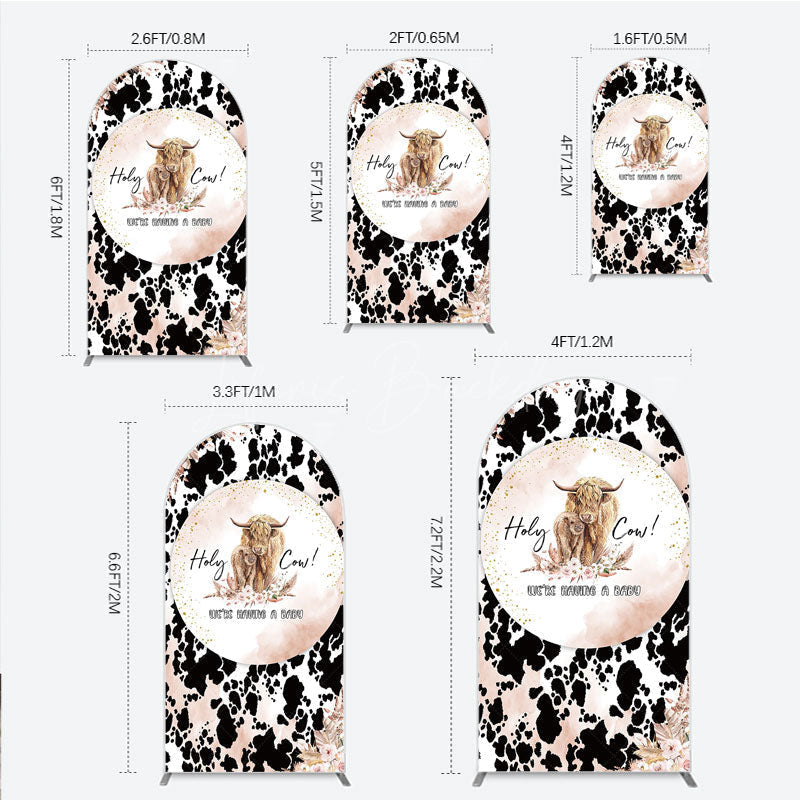 Lofaris Holy Cow We’re Having a Baby Arch Backdrop Boho Highland Theme Pampas Grass Shower Party Decor