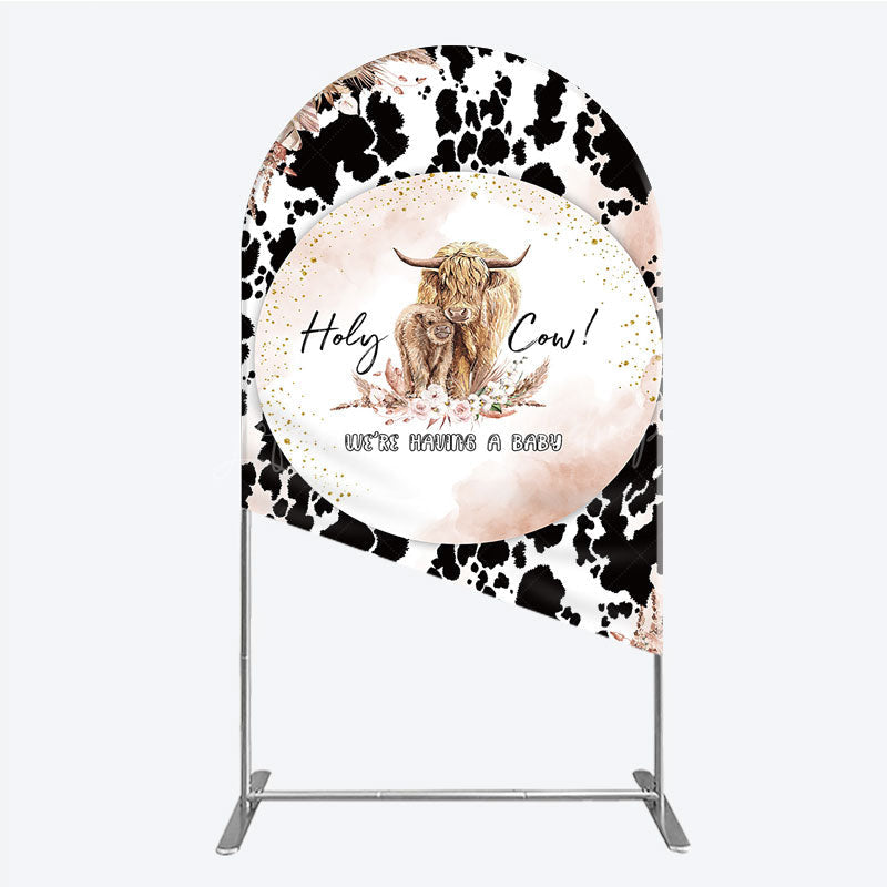 Lofaris Holy Cow We’re Having a Baby Arch Backdrop Boho Highland Theme Pampas Grass Shower Party Decor