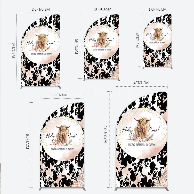 Lofaris Holy Cow We’re Having a Baby Half Moon Arch Backdrop Boho Highland Theme Pampas Grass Shower Party Decor