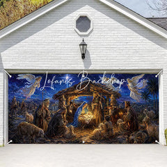 Lofaris Holy Family Nativity Scene Christmas Garage Door Banner with Angels and Wise Men Religious Holiday Decor