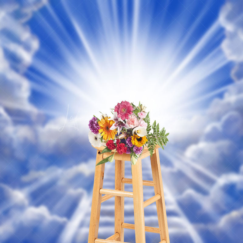 Lofaris Holy Light Blue Cloud Heaven Ladder Easter Backdrop