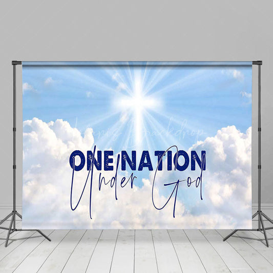 Lofaris Holy Light Blue Sky One Nation Under God Backdrop