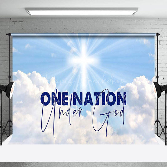 Lofaris Holy Light Blue Sky One Nation Under God Backdrop