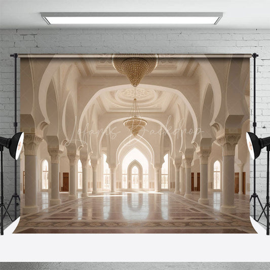 Lofaris Holy White Elegant Mosque Architecture Photo Backdrop