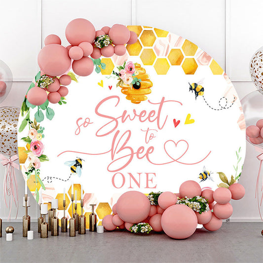 Lofaris Honeycomb Floral So Sweet To Bee One Round Backdrop