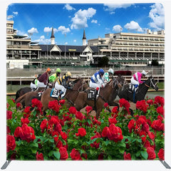 Lofaris Horse Racing Tension Fabric Backdrop Jockey Red Roses Decor Spring Derby Theme Background for Birthday Party