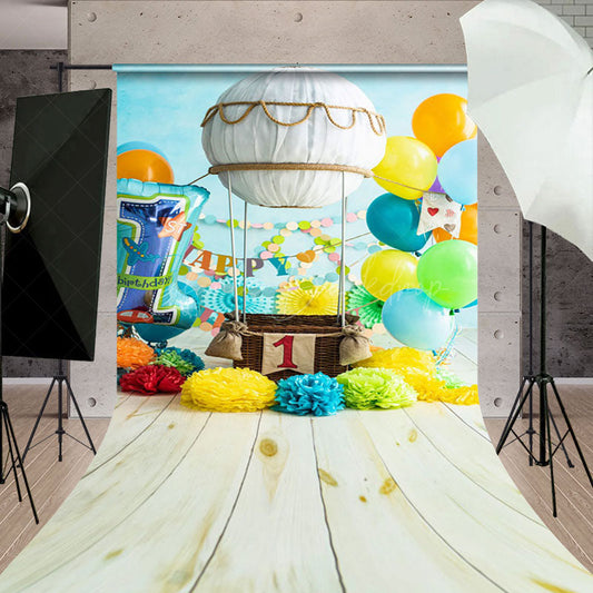 Lofaris Hot Air Balloon Birthday Cake Smash Sweep Backdrop