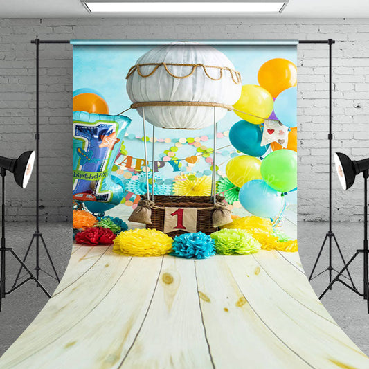 Lofaris Hot Air Balloon Birthday Cake Smash Sweep Backdrop