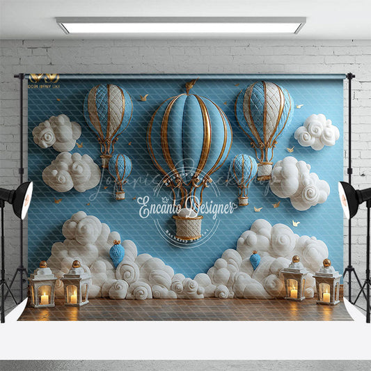Lofaris Hot Air Balloon Cloud Cake Smash Backdrop For Boy