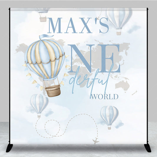 Lofaris Hot Air Balloon Custom Onederful Birthday Backdrop