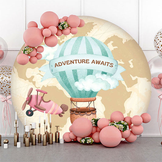 Lofaris Hot Air Balloon Earth Adventure Awaits Round Backdrop