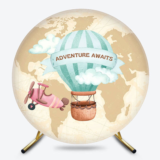 Lofaris Hot Air Balloon Earth Adventure Awaits Round Backdrop
