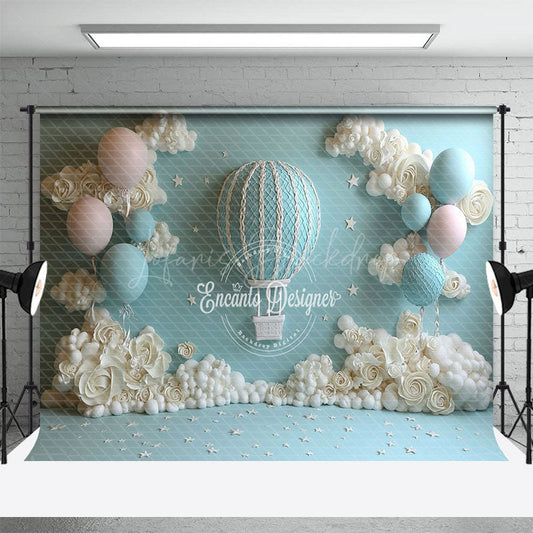 Lofaris Hot Air Balloon Stars Birthday Photography Backdrop