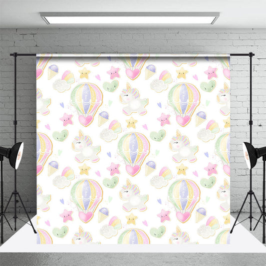 Lofaris Hot Air Balloon Sweet Unicorn Cake Smash Backdrop