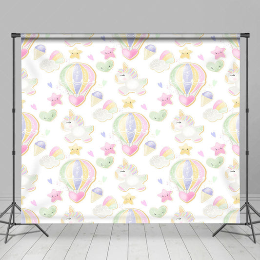 Lofaris Hot Air Balloon Sweet Unicorn Cake Smash Backdrop