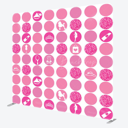 Lofaris Hot Glitter Pink Round Sticker Square Tension Backdrop