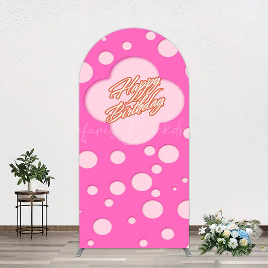 Lofaris Hot Pink Dots Girls Happy Birthday Arch Backdrop