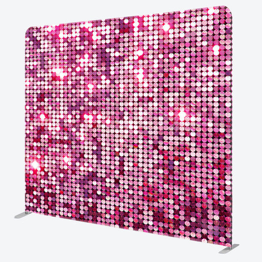 Lofaris Hot Pink Glitter Sequin Party Square Tension Backdrop