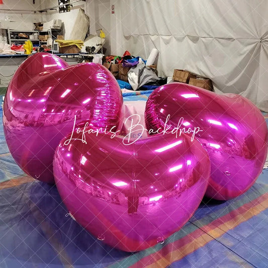Lofaris Hot Pink Heart Shape Inflatable Big Shiny Ball