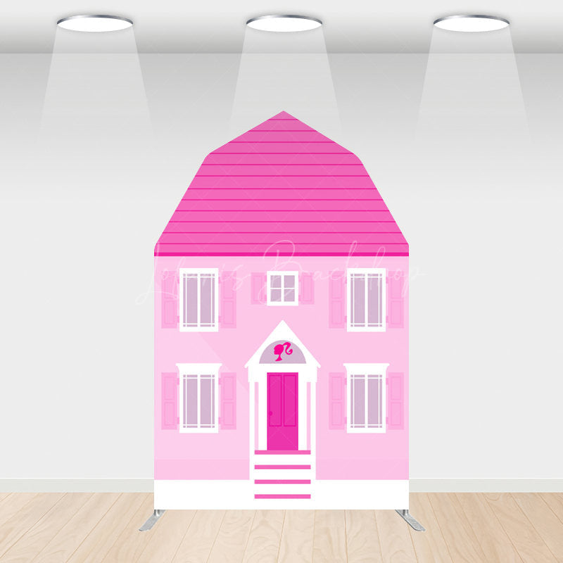 Lofaris Hot Pink Princess House Barn Door Arch Party Backdrop