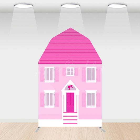 Lofaris Hot Pink Princess House Barn Door Arch Party Backdrop