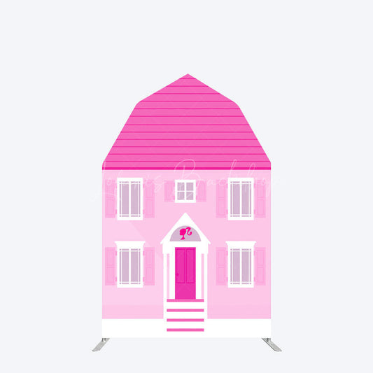 Lofaris Hot Pink Princess House Barn Door Arch Party Backdrop