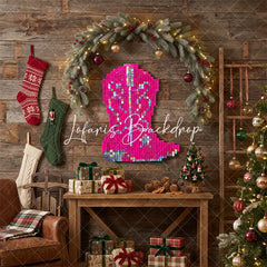 Lofaris Hot Pink Shimmer Wall Cowboy Boot Backdrop Western Bachelorette Party Decor