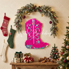 Lofaris Hot Pink Shimmer Wall Cowboy Boot Backdrop Western Bachelorette Party Decor