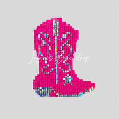 Lofaris Hot Pink Shimmer Wall Cowboy Boot Backdrop Western Bachelorette Party Decor