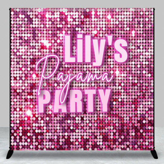 Lofaris Hot Pink Sparkle Sequins Custom Pajama Party Backdrop