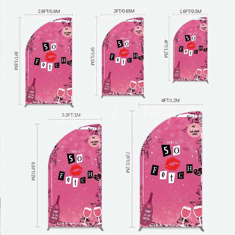 Lofaris Hot Pink That is So Fetch Half Moon Arch Backdrop Mean Girls Theme Bridal Shower and Party Decoration