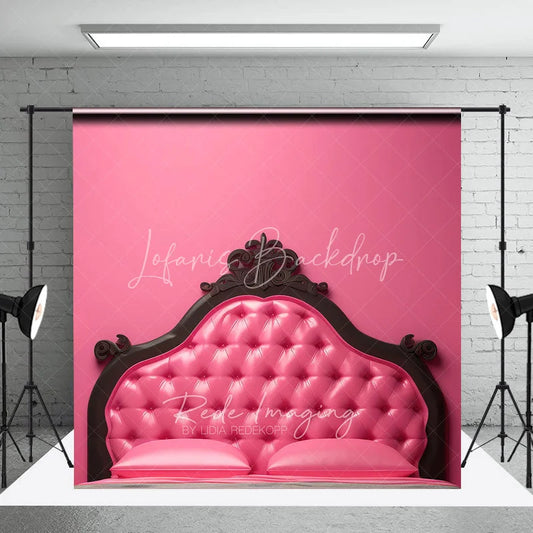 Lofaris Hot Pink Tufted Leather Headboard Backdrop Black Ornate Bed Frame Photography Background