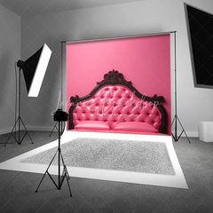 Lofaris Hot Pink Tufted Leather Headboard Backdrop Black Ornate Bed Frame Photography Background