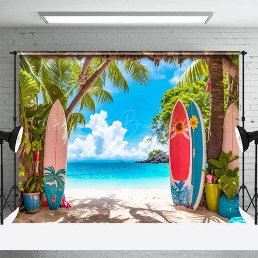 Lofaris Hot Summer Hawaii Beach Surfboard Holiday Backdrop