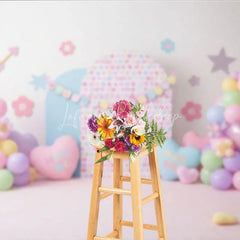 Lofaris Hug Me Candy Hearts and Pastel Balloon Backdrop Sweet Valentine Birthday Party Decor for Girls Cake Smash