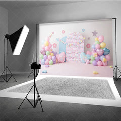 Lofaris Hug Me Candy Hearts and Pastel Balloon Backdrop Sweet Valentine Birthday Party Decor for Girls Cake Smash