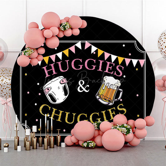 Lofaris Huggie And Chuggies Cute Round Baby Shower Backdrop