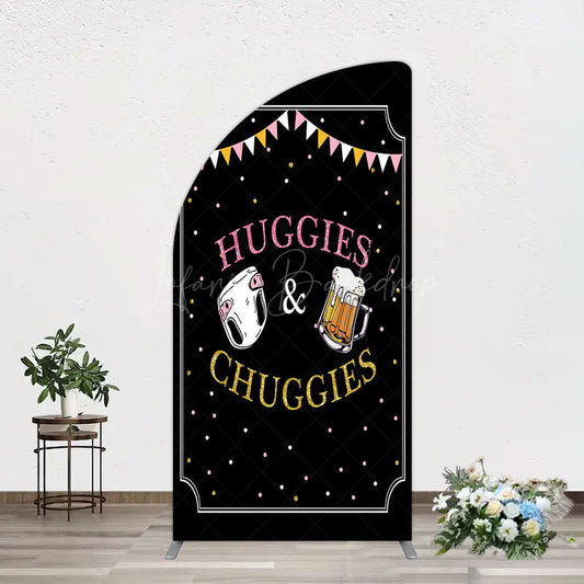 Lofaris Huggies And Chuggies Cute Baby Shower Half Moon Arch Backdrop