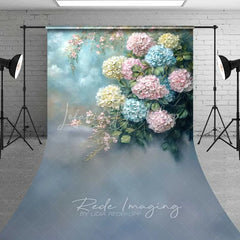 Lofaris Hydrangea Floral Fine Art Sweep Backdrop Soft Pastel Flowers Photography Floor Mat Spring Garden Decoration