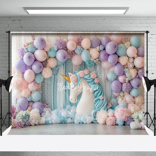 Lofaris Hydrangea Unicorn Curtain Sweet Cake Smash Backdrop